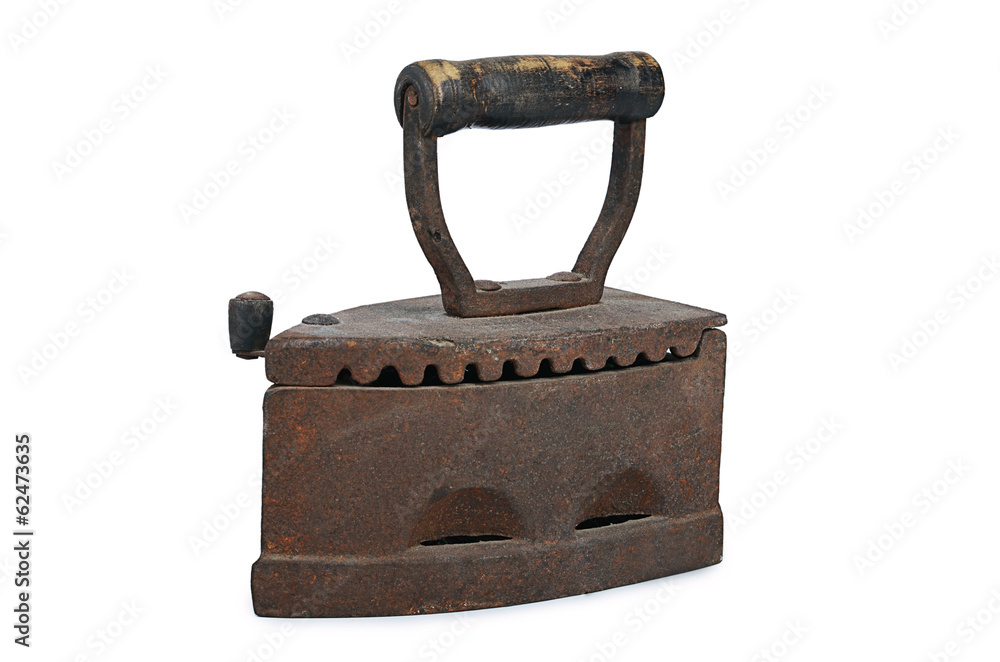 The old rusty iron isolated on white background The old rusty iron isolated on white background