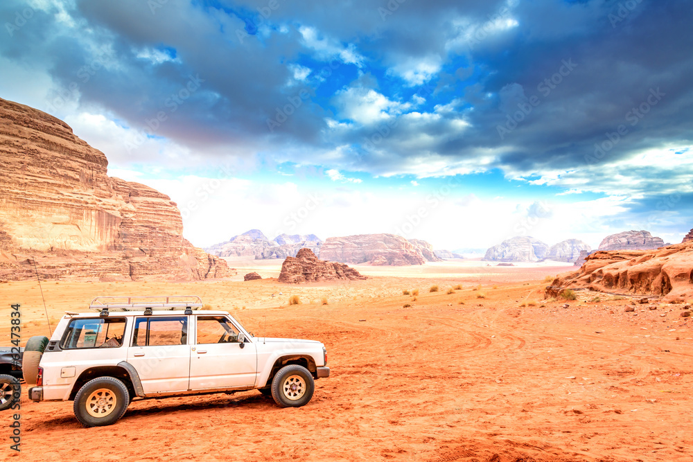 Scenic Jordanian desert in Wadi Rum, Jordan Scenic Jordanian desert in Wadi Rum, Jordan
