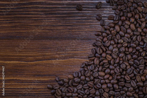 coffee beans on wooden background