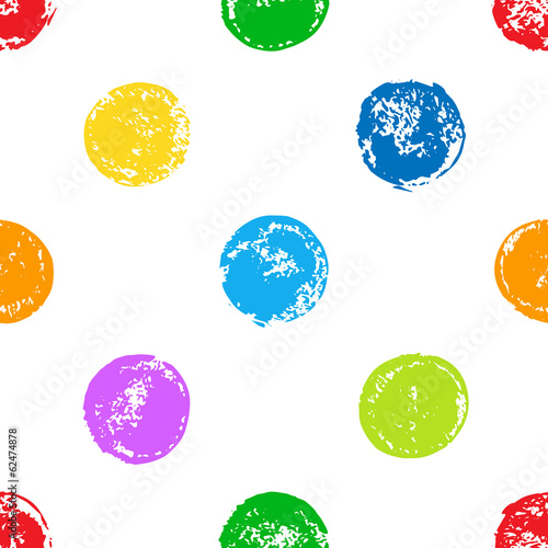 Colorful sponge print polka dot seamless pattern on white