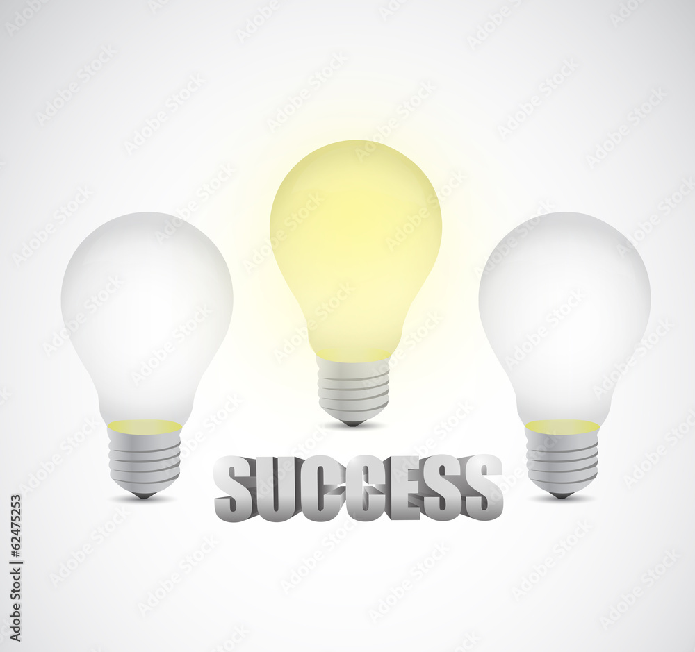 success text around light bulbs illustration success text around light bulbs illustration