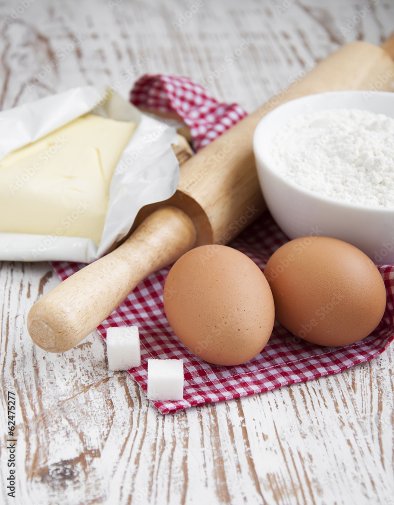 baking ingredients on a table baking ingredients on a table
