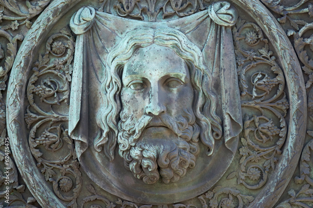detail of the monument to Minin and Pozharsky (shield). Moscow,