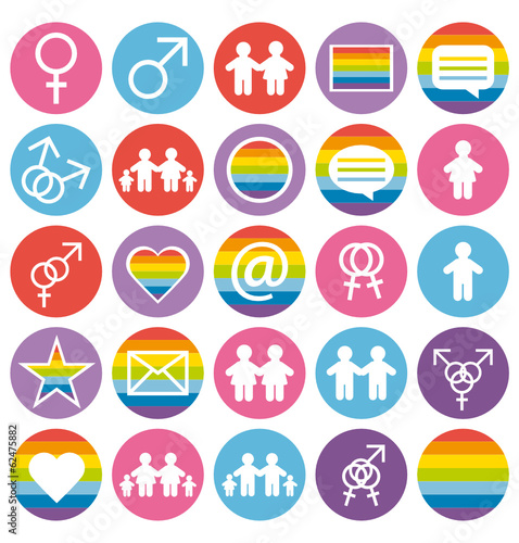 Flat design. Love, family and gays icons set.