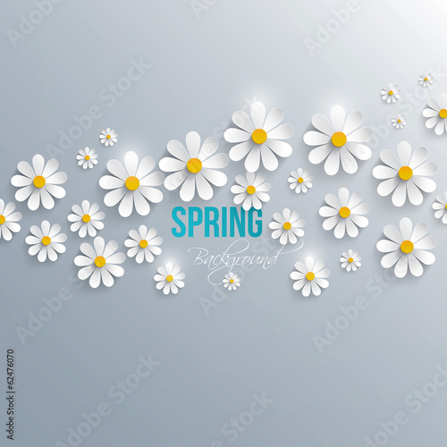 Abstract spring background with paper flowers. Vector