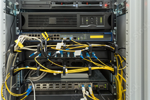 fiber optic datacenter with media converters and optical cables