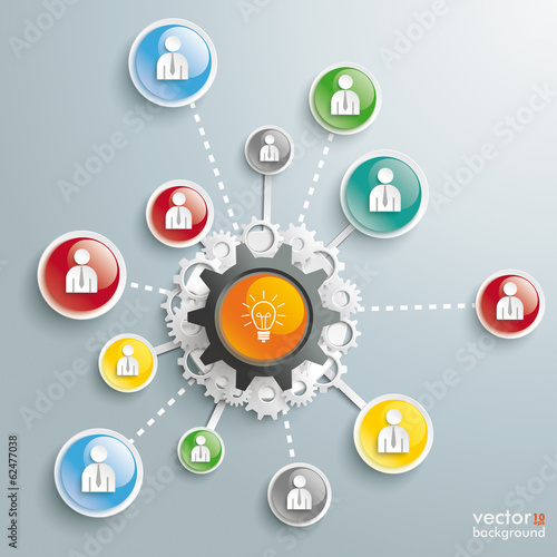 Bulb Brainstorming Businessmen Glossy Buttons