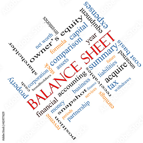 Balance Sheet Word Cloud Concept Angled