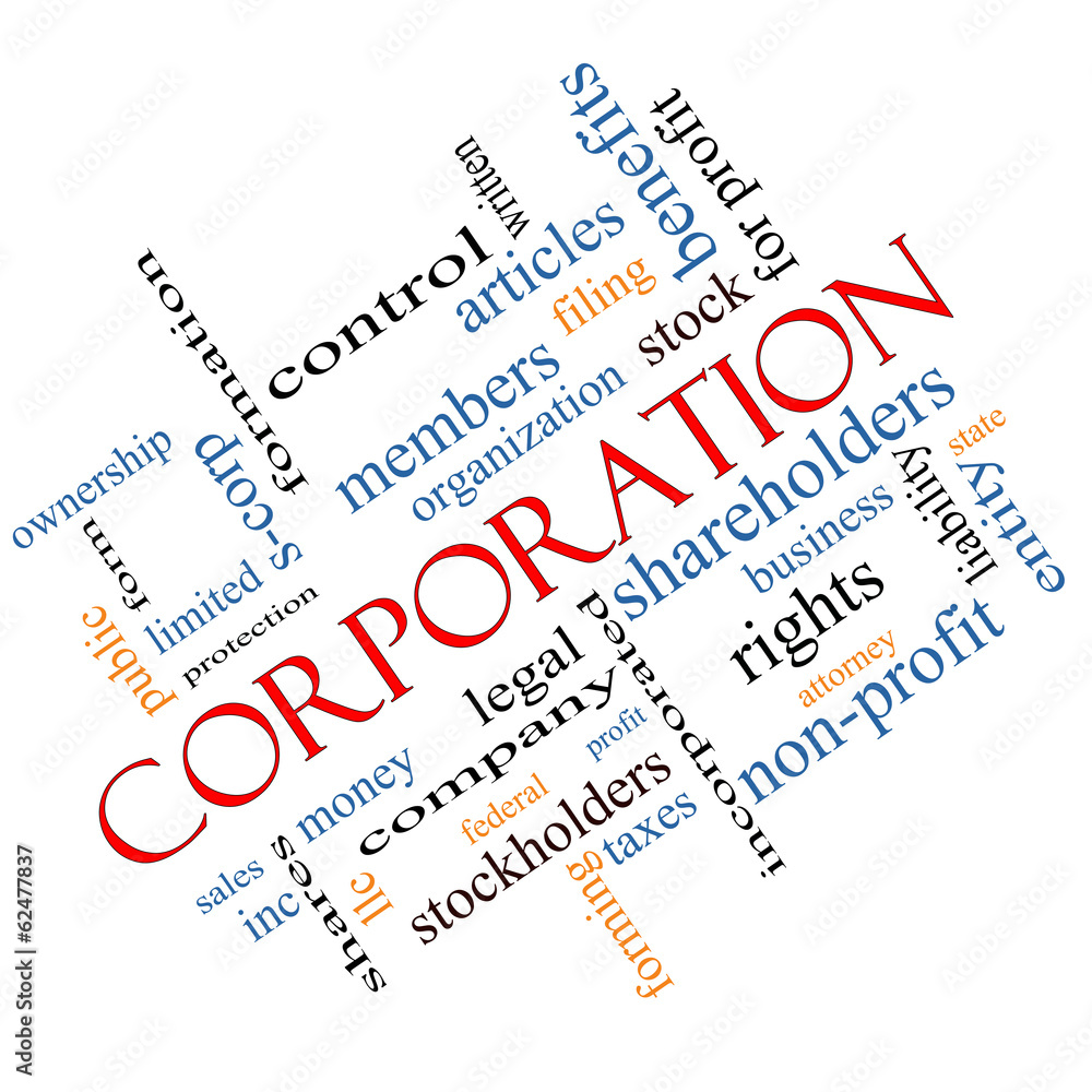 Corporation Word Cloud Concept Angled