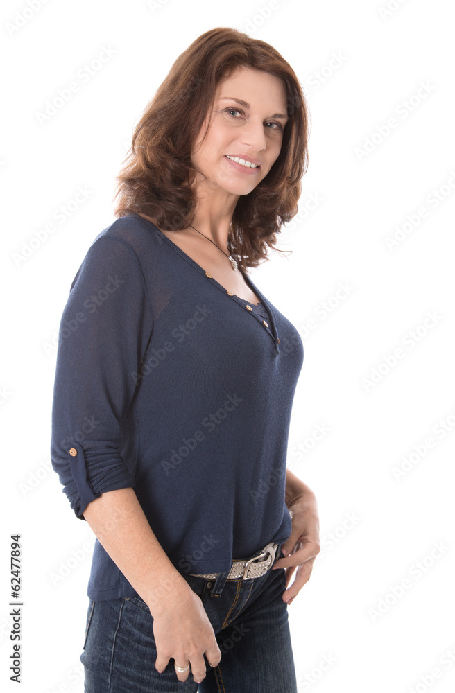 Portrait Einer Schönen Lachenden Reifen Frau Mit 50 Stock Foto Adobe Stock 