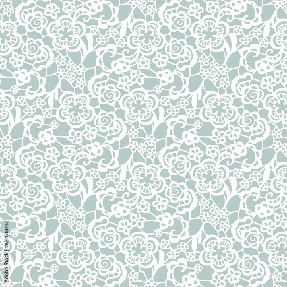 Lace seamless pattern with flowers on blue background Lace seamless pattern with flowers on blue background