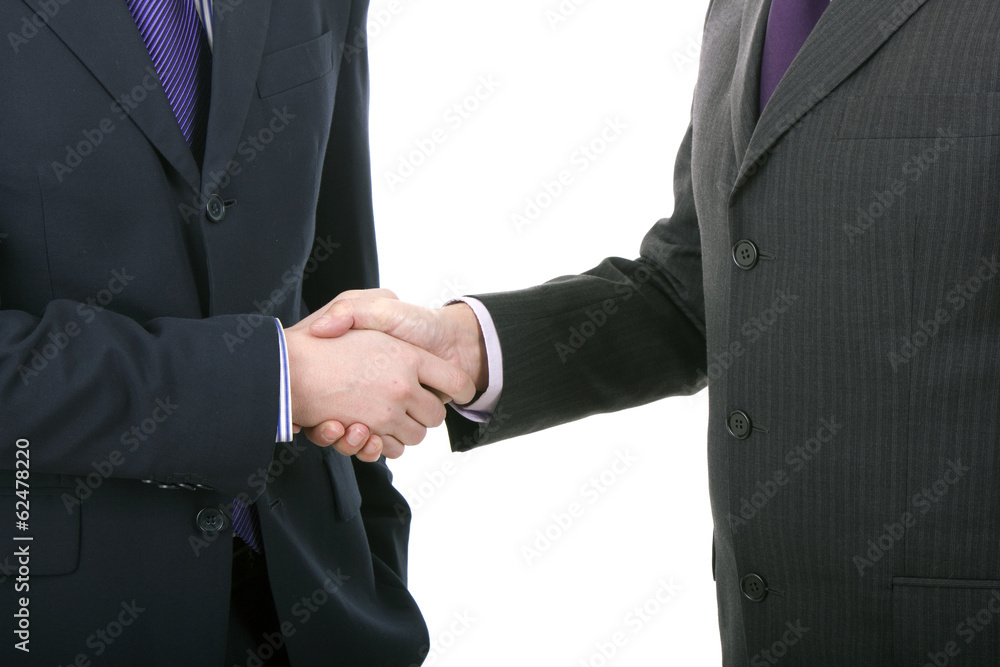 Businessmen shaking hands isolated on white Background