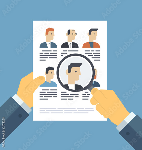 Analyzing applicants resume illustration concept