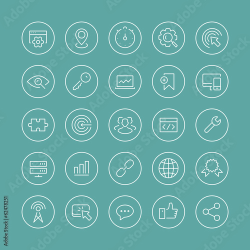 SEO services thin line icons set