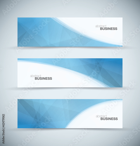 Three abstract blue business header banners vector