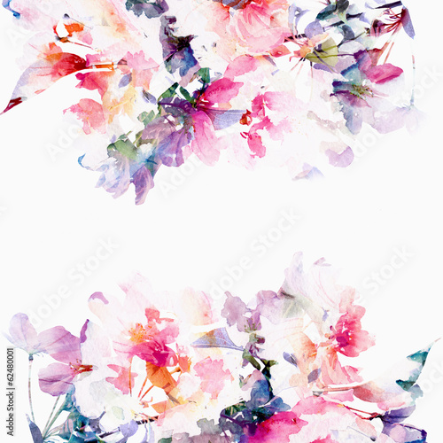 Obraz na plátne Floral watercolor background. Roses.