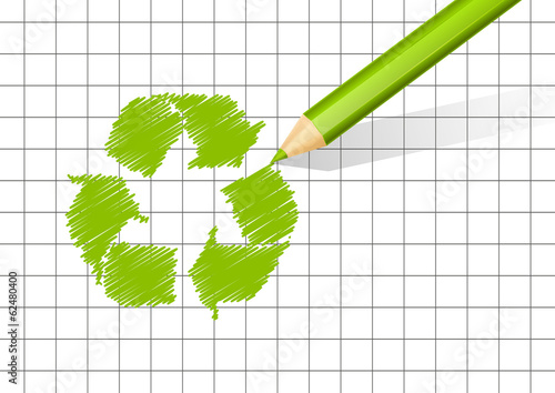 Recycling symbol on paper background