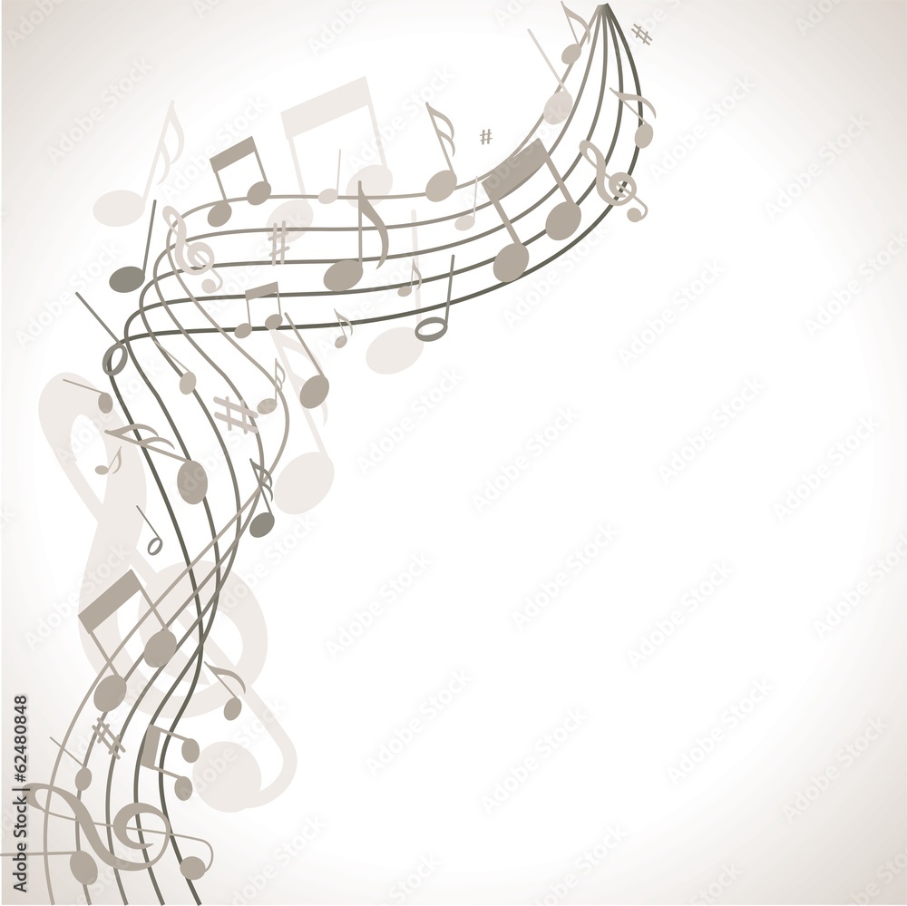 musischer Hintergrund mit Noten Stock Vector | Adobe Stock