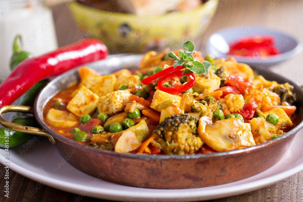Vegan curry with tofu and vegetables Vegan curry with tofu and vegetables