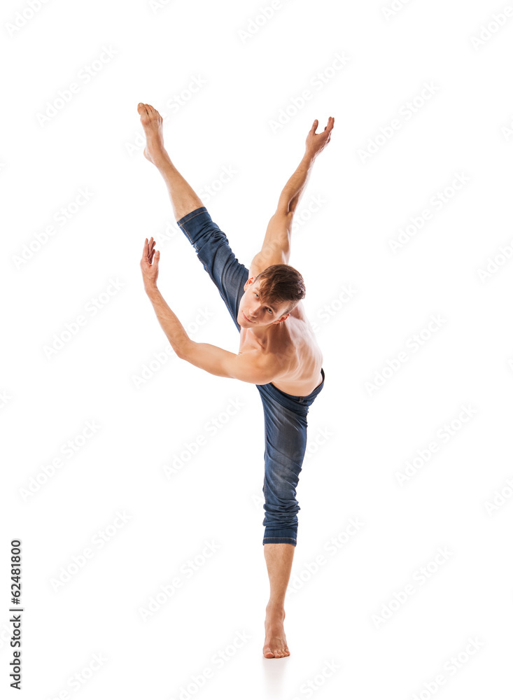 modern ballet dancer posing over white background modern ballet dancer posing over white background
