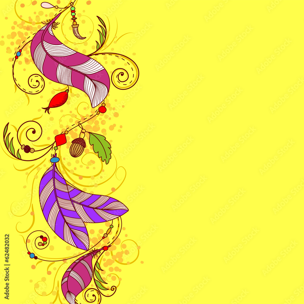 Greeting card wit feathers and beads Greeting card wit feathers and beads