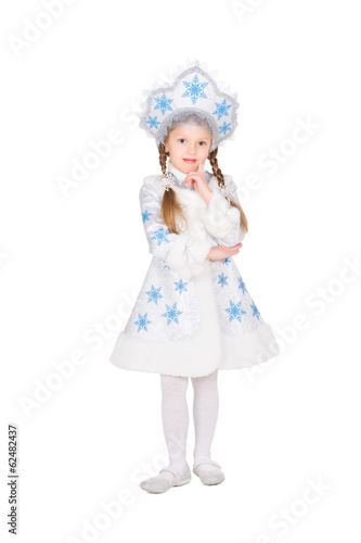 Little girl in snow maiden costume