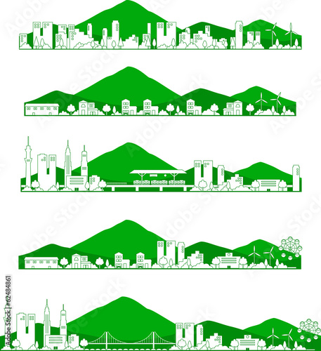 街並みと山
