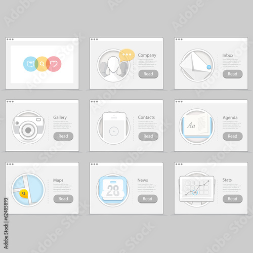 Set of flat concept icons elements for web and mobile services