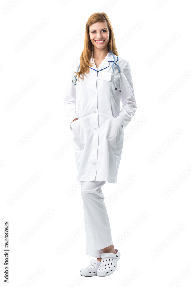 Portrait of young doctor in a white coat Portrait of young doctor in a white coat