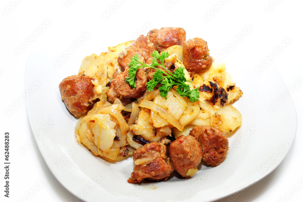 Delicious Sausage and Potatoes with Fresh Parsley Delicious Sausage and Potatoes with Fresh Parsley