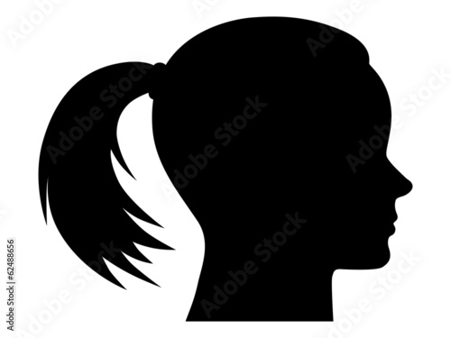 Gesicht eines Mädchens mit Pferdeschwanz im Profil – Vektor