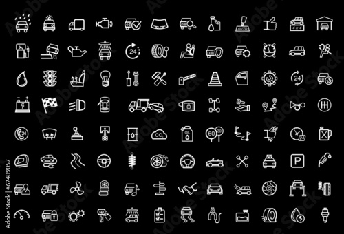 vector black auto icons set
