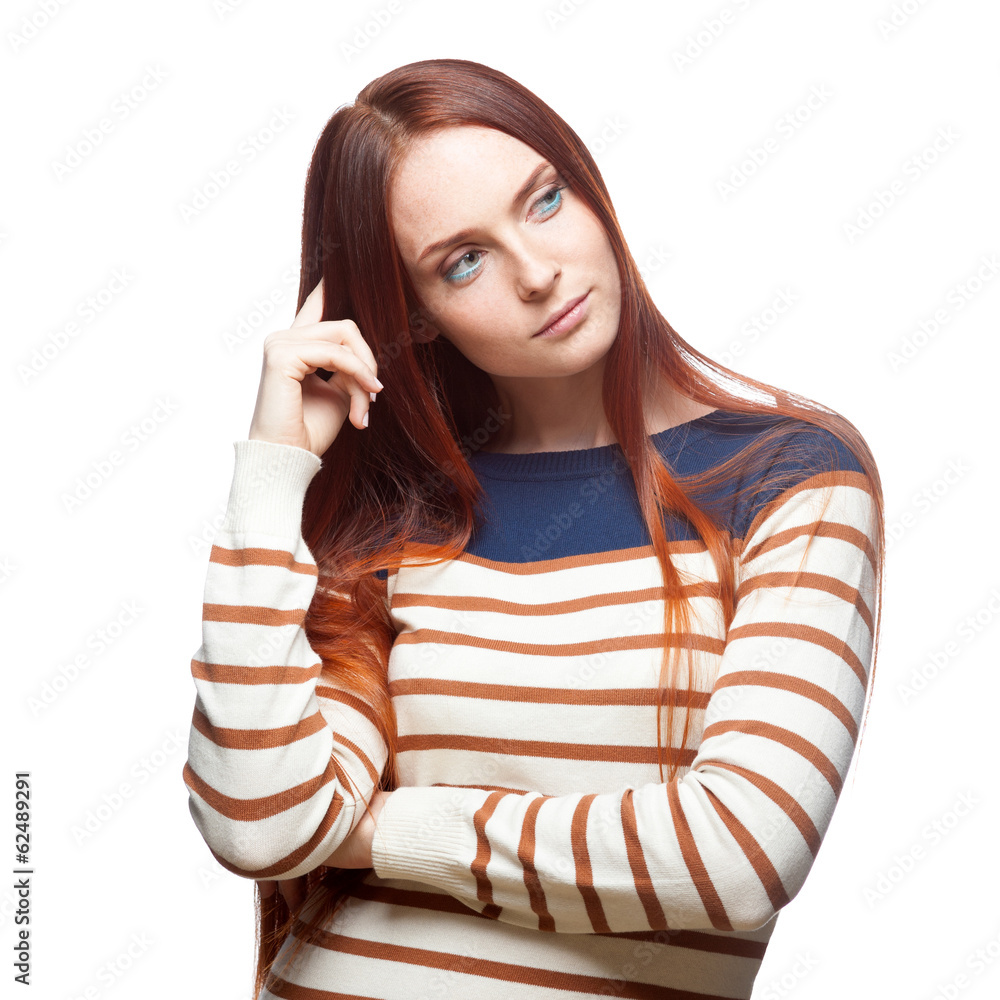 Fototapeta premium thoughtful red haired girl