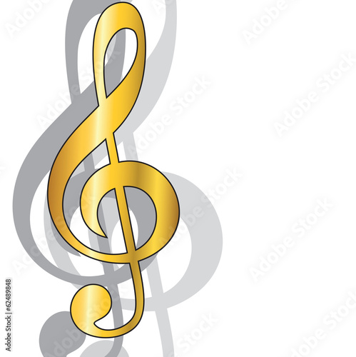 golden treble clef with two shadows