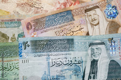 Jordanian dinar banknotes background photo