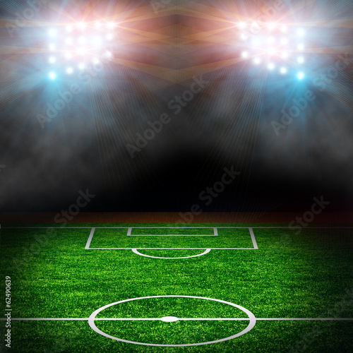 Soccer field with spotlights