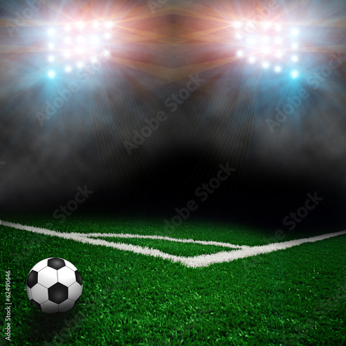 Soccer field with spotlights