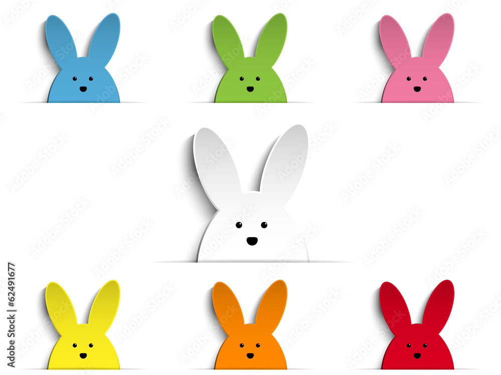 Happy Easter Rabbit Bunny Set Cartoon