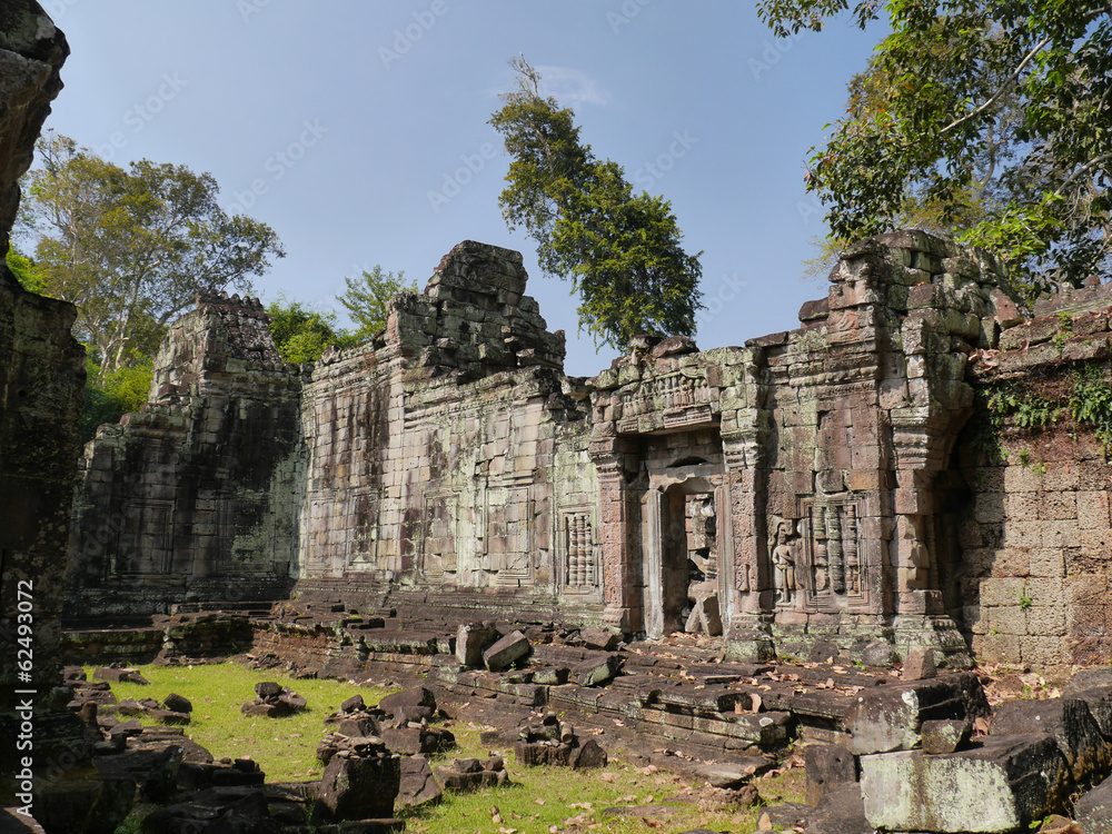 Preah Khan Temple door and stones, Siem Reap, Cambodia