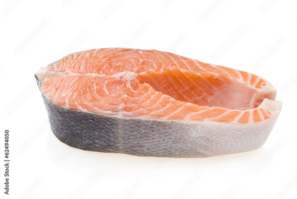 Fresh raw salmon isolated on white background Fresh raw salmon isolated on white background