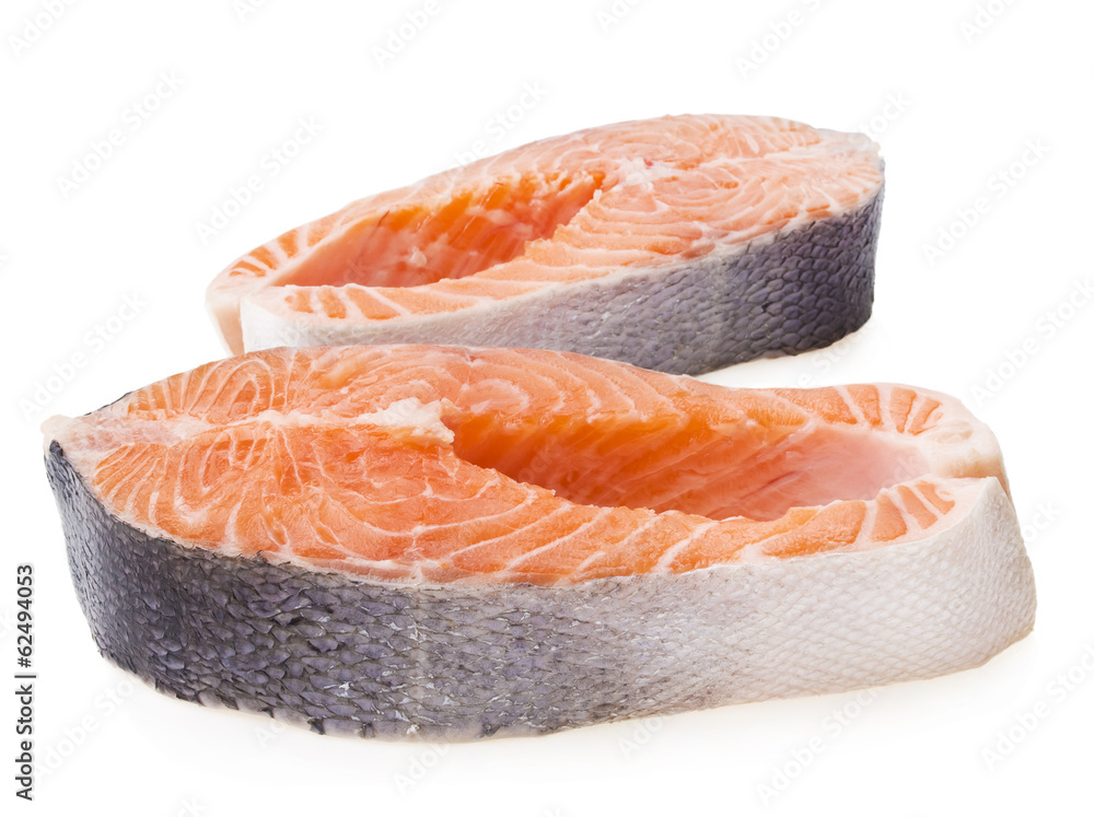 Fresh raw salmon isolated on white background Fresh raw salmon isolated on white background