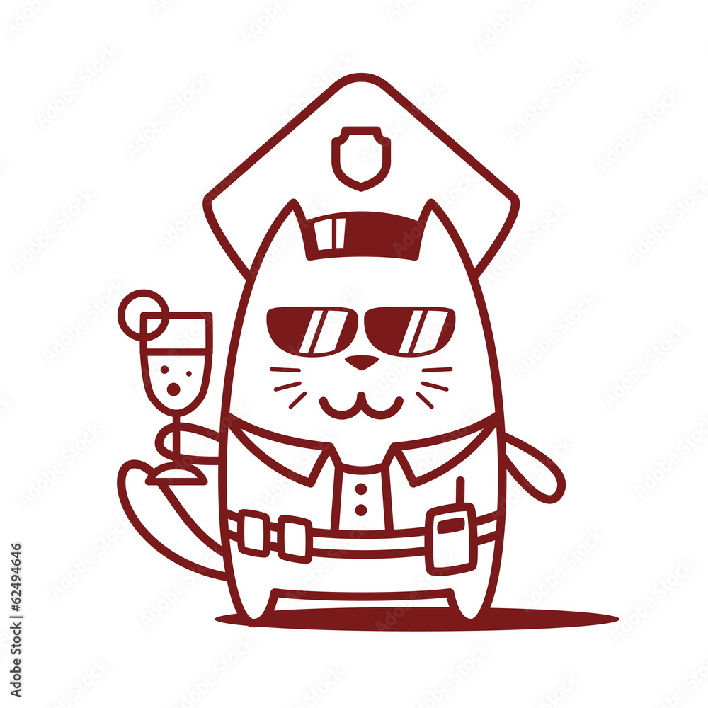 Character police in officer's cap and in the form of police with Character police in officer's cap and in the form of police with