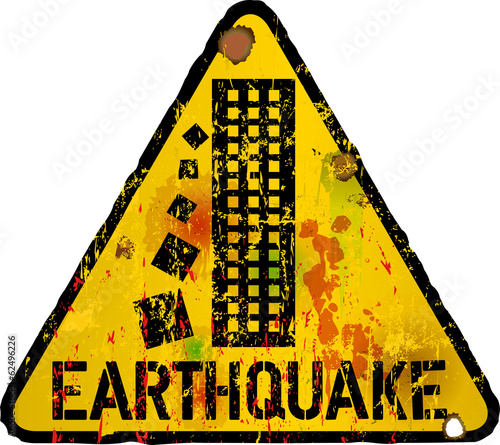 danger sign, earthquake warning sign, vector photo