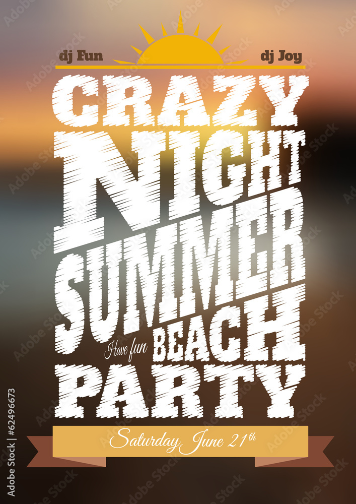 Summer night party poster - obrazy, fototapety, plakaty 
