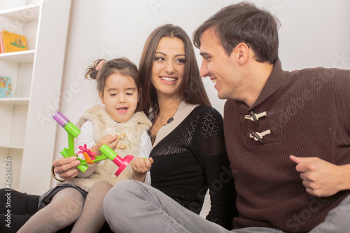 Happy family in the room