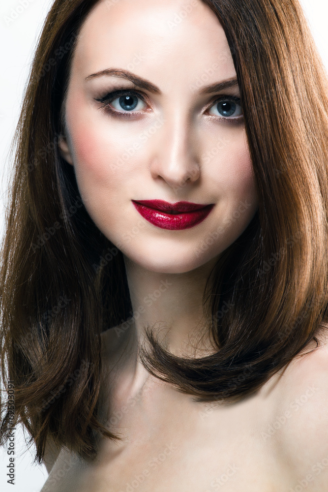 Beauty model with red lips. Professional makeup Beauty model with red lips. Professional makeup