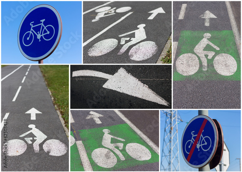 Tableau sur toile Montage en rapport avec les pistes cyclables