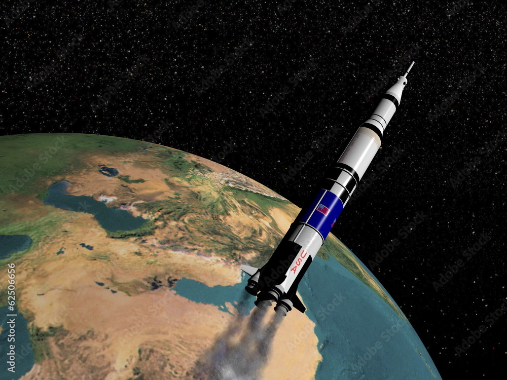 Obraz premium Saturn V spaceship - 3D render