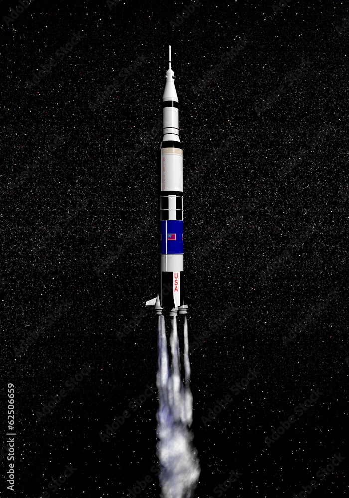 Naklejka premium Saturn V spaceship - 3D render