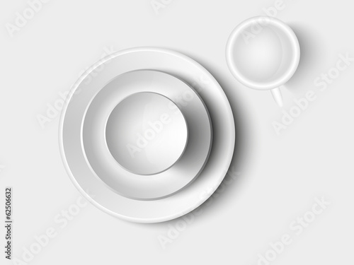 set of white dishes on a  table